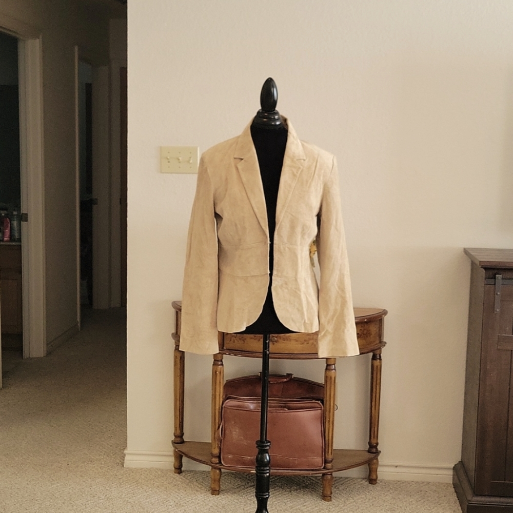 Spiegel Together Collection Tan Leather Jacket and Pants size 14